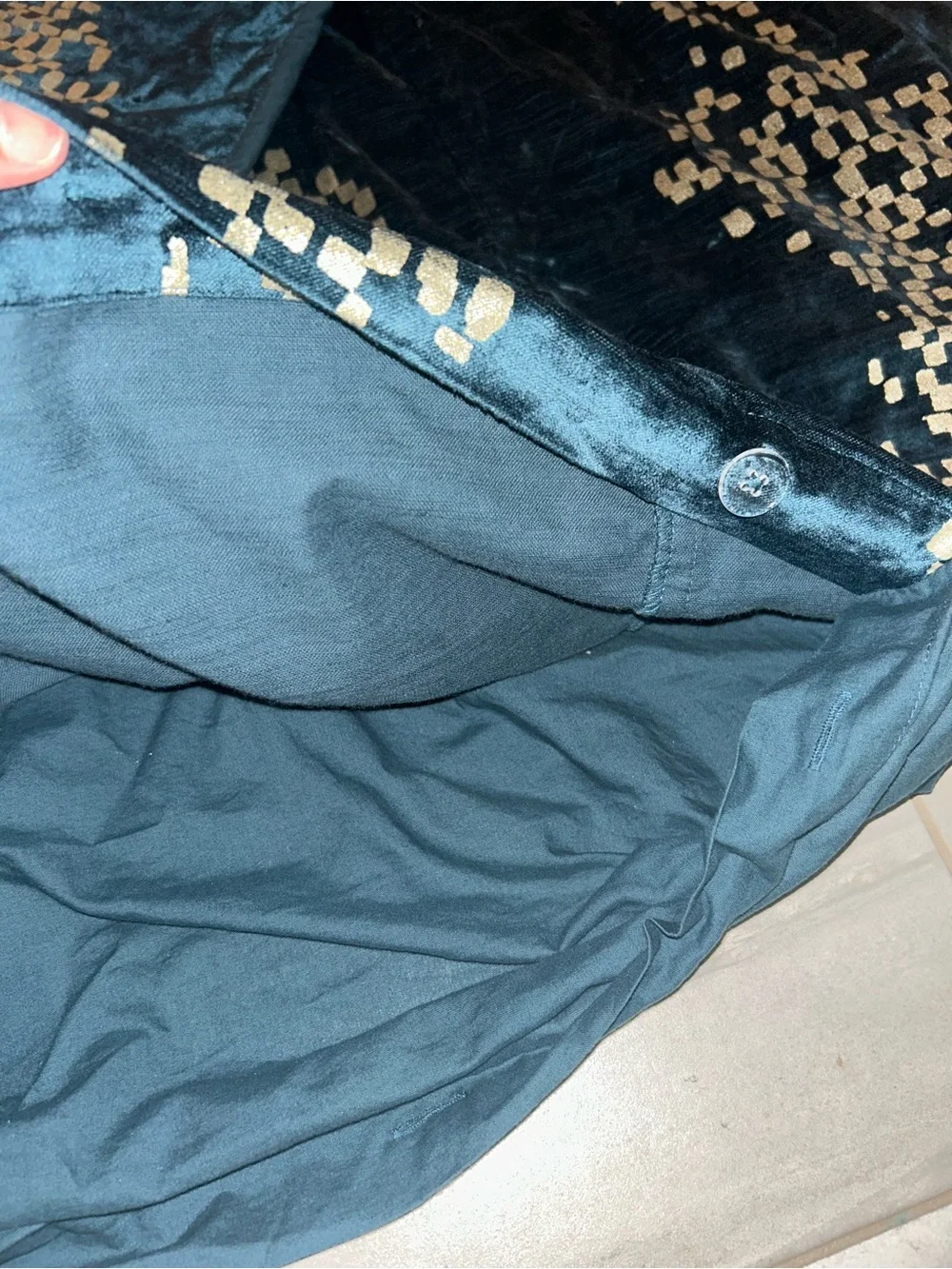 West Elm Navy Velvet Duvet Cover with Gold Dot Pattern with 2 Euro pillows